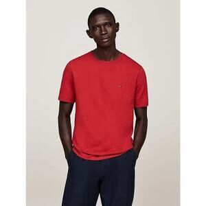 Tommy Hilfiger Red Men's Flag Crew Neck Tee Short Sleeve Size S 100% Cotton